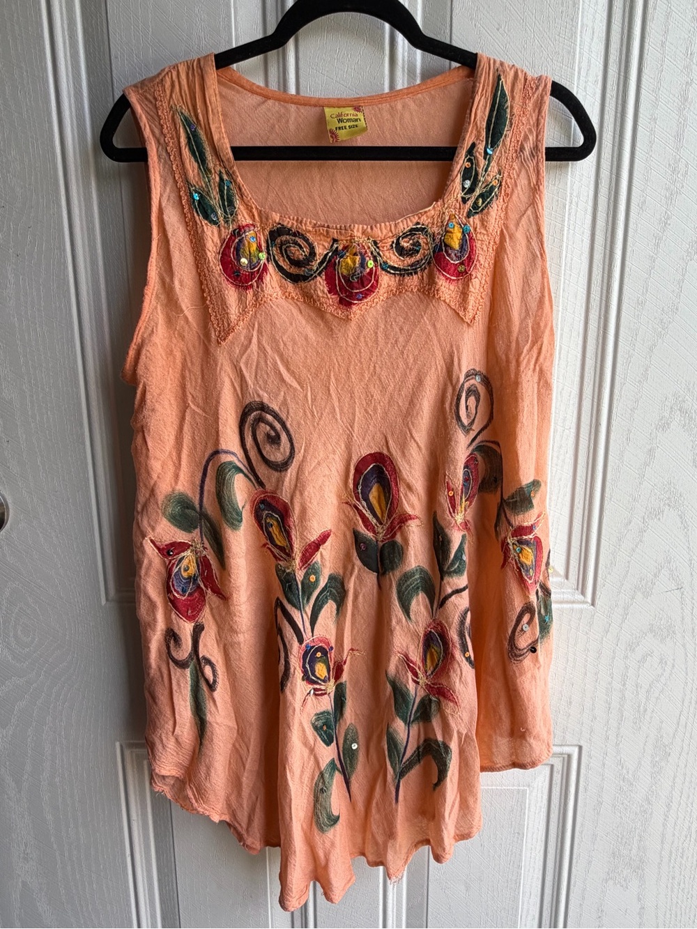 Free Size Boho Cottagecore Lagenlook Fairycore California Girl Flowy Embroidered